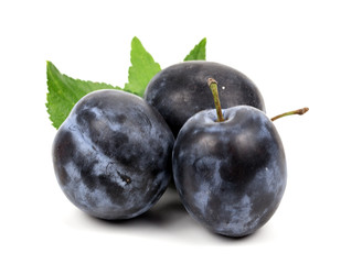 Plums on white background