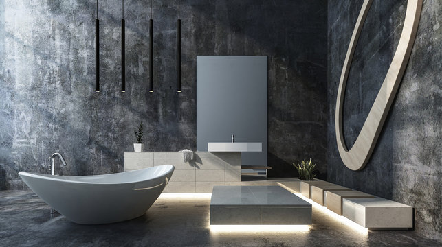 Luxuri&ouml;ses Badezimmer in Beton Loft