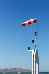 Wind gauge on the mast of the ship