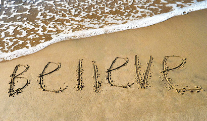 A word to believe on the beach