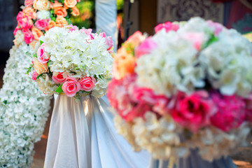 Soft focus Flowers decorate at a wedding ceremony
