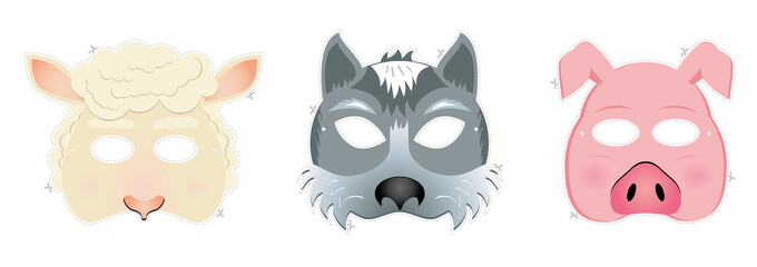 Carnival masks - sheep, wolf, piggy
