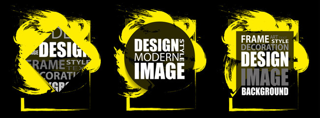 Modern frame for text. Dynamic yellow design elements. Vector
