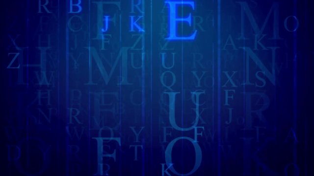 Animation of Random alphabet letters background. Seamless loop.