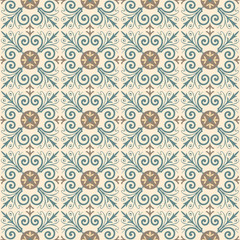 Portuguese tiles pattern. Vintage background. Vector seamless texture