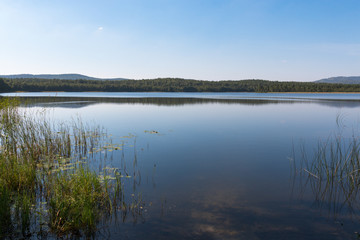 view of the coast of mountain lake