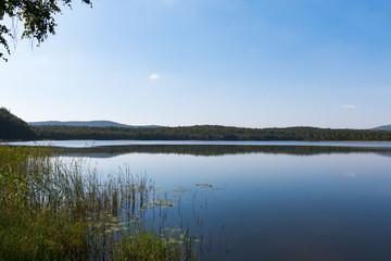scenic view  of mountain lake