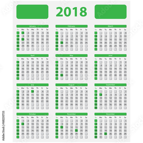 &quot;USA calendar 2018 - official holidays&quot; Stock image and royalty-free vector files on Fotolia.com