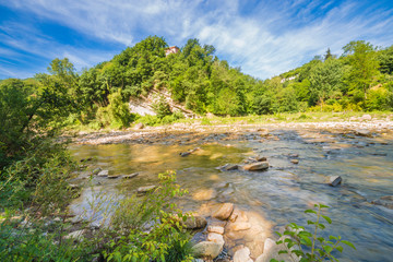 water on river stones