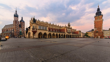 Naklejka na ściany i meble Rynek Glowny - The main square of Krakow in early morning