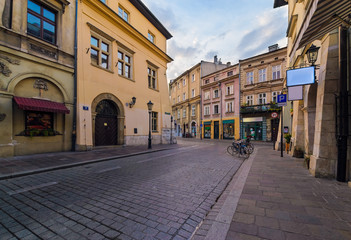 Old streets in Krakow in the morning.