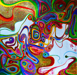 Abstract bright colorful composition. Oil, acrylic. Multicolored. Mood, movement, color