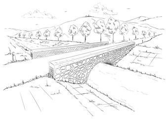 Obraz premium Landscape with Bridge
