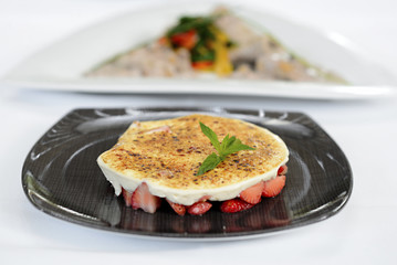 Beautifull sweet strawberry cake served