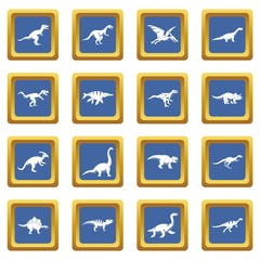 Dinosaur icons set blue