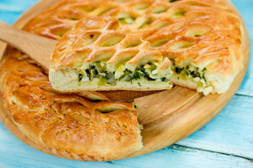 Greek pie with salted cheese and spinach