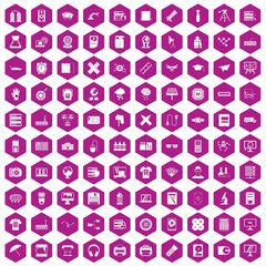 Fototapeta na wymiar 100 printer icons hexagon violet