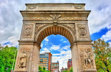 Fototapeta na wymiar The Washington Square Arch, a marble triumphal arch in Manhattan, New York City