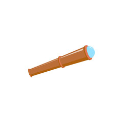 Sailor, pirate foldable telescope, spyglass, comic style cartoon vector illustration isolated on white background. Cartoon hand held, portable telescope, spyglass