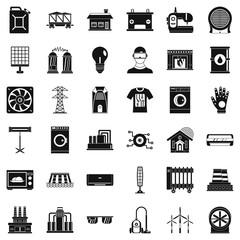 Electricity icons set, simple style