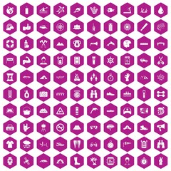 100 rafting icons hexagon violet