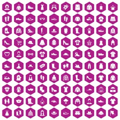 100 rags icons hexagon violet