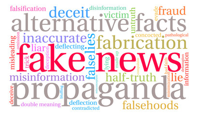 Fake News word cloud on a white background. 