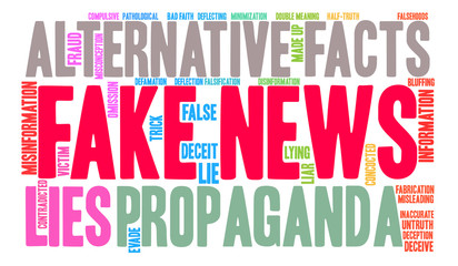 Fake News Word Cloud on a white background. 