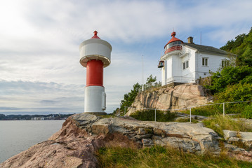 Fototapeta na wymiar Lighthouse at Odderoya in Kristiansand, Norway