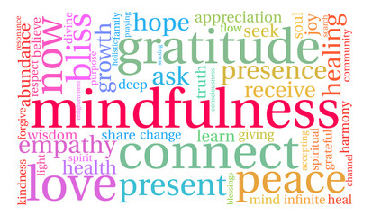Fototapeta premium Mindfulness Word Cloud on a white background. 