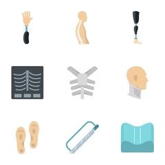 Orthopedic disease icon set, flat style