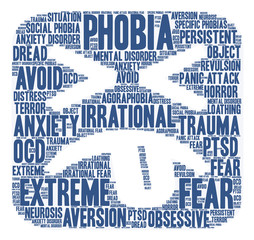 Phobia word cloud on a white background. 