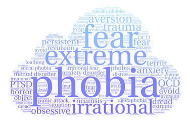 Obraz premium Phobia Word Cloud on a white background. 