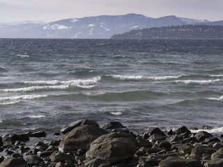 Lake Tahoe on a cold windy autumn day