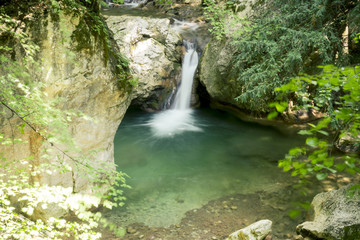 Waterfall on a Mountain River of Crimea