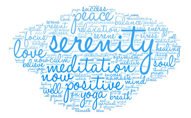 Fototapeta premium Serenity Word Cloud on a white background. 