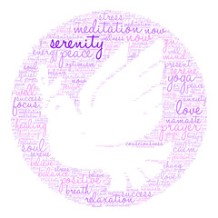 Serenity Word Cloud on a white background. 