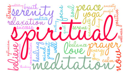 Spiritual word cloud on a white background. 