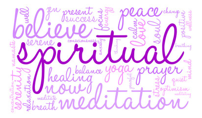 Spiritual word cloud on a white background. 