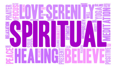 Spiritual word cloud on a white background. 