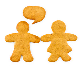 Gingerbread man and woman - Christmas sweet cookies, isolated on white background