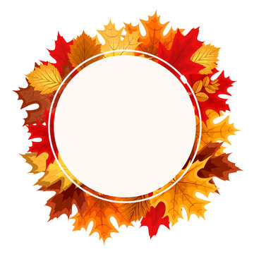 Abstract Vector Illustration Frame Background with Falling Autum