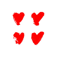 Vector red signs of a heart isolated on white background.
