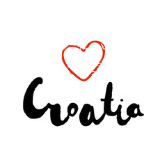 Grunge hand lettering. Love Croatia banner