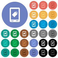 Mobile label round flat multi colored icons