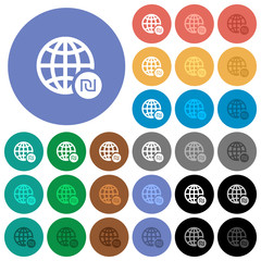 Online Shekel payment round flat multi colored icons