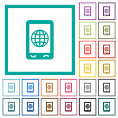 Mobile internet flat color icons with quadrant frames