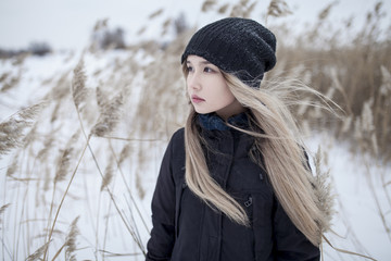 Teenage girl in winter clothing