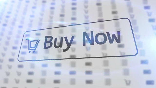 Computer Mouse Arrow move over Buy Now button and Click on it a few times. Internet Shopping ecommerce concept.
