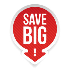Save Big label red with arrow